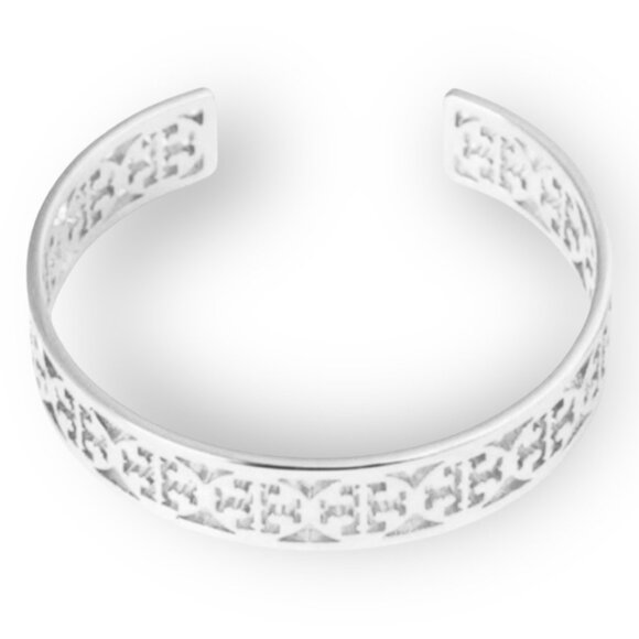 ✺✺ TORY BURCH SILVER LOGO BUT OUT CUFF BRACELET ✺✺ - Picture 3 of 3